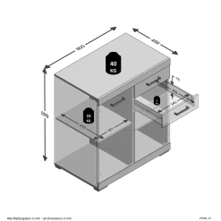 FMD Commode Cristal 2 Deuren En 2 Laden 80x90x50 - Beton/hoogglans Wit -Songmics Winkel Bristol 2 XL 17b7
