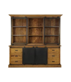 Vitrinekast Blackburn 220cm 2 Deuren & 6 Lades - Teak