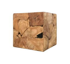 Bijzettafel Curva 40x40 Cm - Teak/natural Wax -Songmics Winkel CUBE40 2 5f10