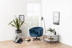 Salontafel Alisma ø80cm, 1 Legplank - Wit Marmer/ Zwart -Songmics Winkel DB73C65D 5EE1 4034 842D 8371ED7E6E33 9df6