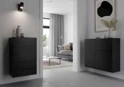 FMD Commode Damien 50cm Met Deur & 2 Lades - Zwart -Songmics Winkel Dark 1 5 komp d38a