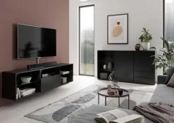 FMD Commode Damien 50cm Met Deur & 2 Lades - Zwart -Songmics Winkel Dark 3 4 5 komp c1e3