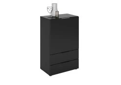FMD Commode Damien 50cm Met Deur & 2 Lades - Zwart -Songmics Winkel Dark 5 Perspektive geschlossen mit Deko 3261