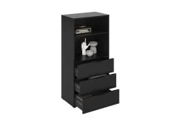 FMD Commode Damien 50cm Met 3 Lades - Zwart 13 FMD Commode Damien 50cm Met 3 Lades - Zwart -Songmics Winkel Dark 6 Perspektive offen mit Deko ec2e