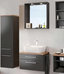 Set Wastafelonderkast & Spiegel Dasa 60cm - Grafiet/mat Grijs -Songmics Winkel Davos Milieu B5 3 40d2