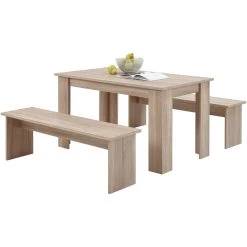 FMD Set Eettafel + 2 Banken Mundo - Eik