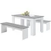 FMD Set Eettafel + 2 Banken Mundo - Beton/wit -Songmics Winkel Dornum Wei Beton LA uitgesneden 1079
