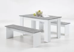 FMD Set Eettafel + 2 Banken Mundo - Beton/wit -Songmics Winkel Dornum Wei Beton LA 58f0