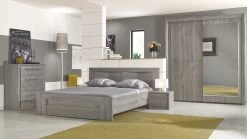 Tweepersoonsbed Hayden Met Lade 140x190 - Lichtgrijze Eik -Songmics Winkel EDEN 16 02 a94f