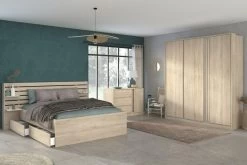 Tweepersoonsbed Tokio 140x190cm-eikdecor/wit -Songmics Winkel ESCALE 3580 L140 TIRO COPT AR3P 3ceb