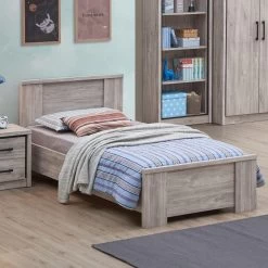 Eenpersoonsbed Sela 90x200 - Grijze Eik