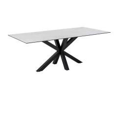 Eettafel Hennie 200x100 Keramiek - Wit/zwart