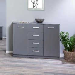 Commode Eden 120cm 2 Deuren & 4 Lades - Grafiet Grijs