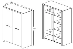 Kledingkast Elvira 126cm 2 Deuren - Witte Eik -Songmics Winkel Elvis 2d kast 1b36
