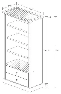 Boekenkast Hannelore Met 2 Lades - Grijze Eik -Songmics Winkel Emma bibliotheek f68e