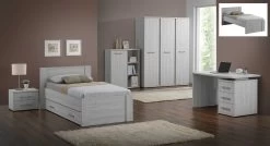 Bed Maud 90x200 Cm - Lichtgrijze Eik -Songmics Winkel Erika SK 3 deurs HR 4380