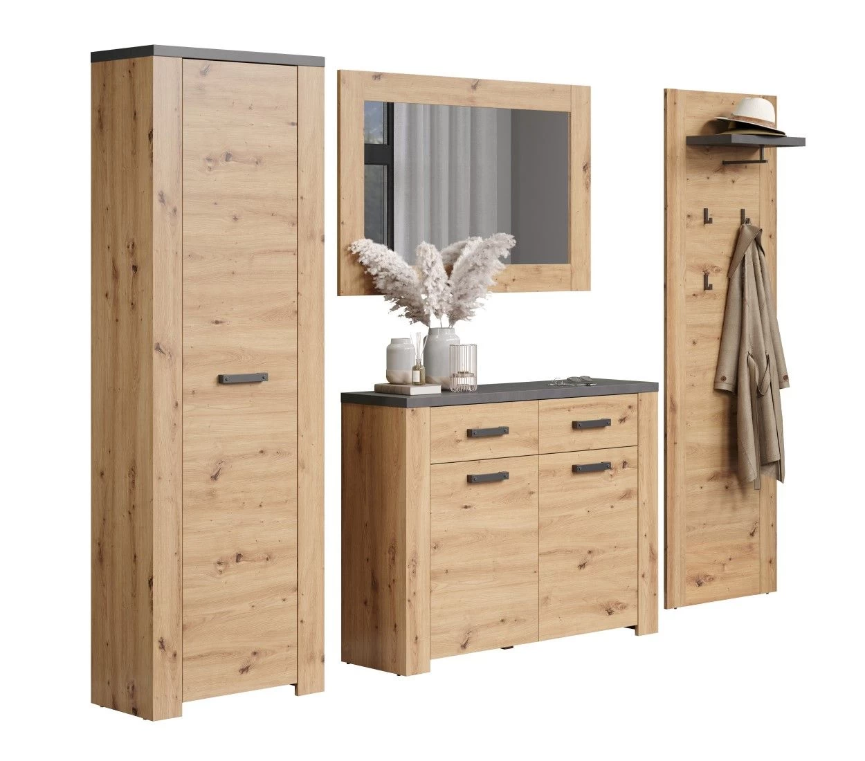 Garderobeset Follow | Paneel, Spiegel, Commode, Kolomkast | Artisan Oak 5 Garderobeset Follow | Paneel, Spiegel, Commode, Kolomkast | Artisan Oak - Afbeelding 3