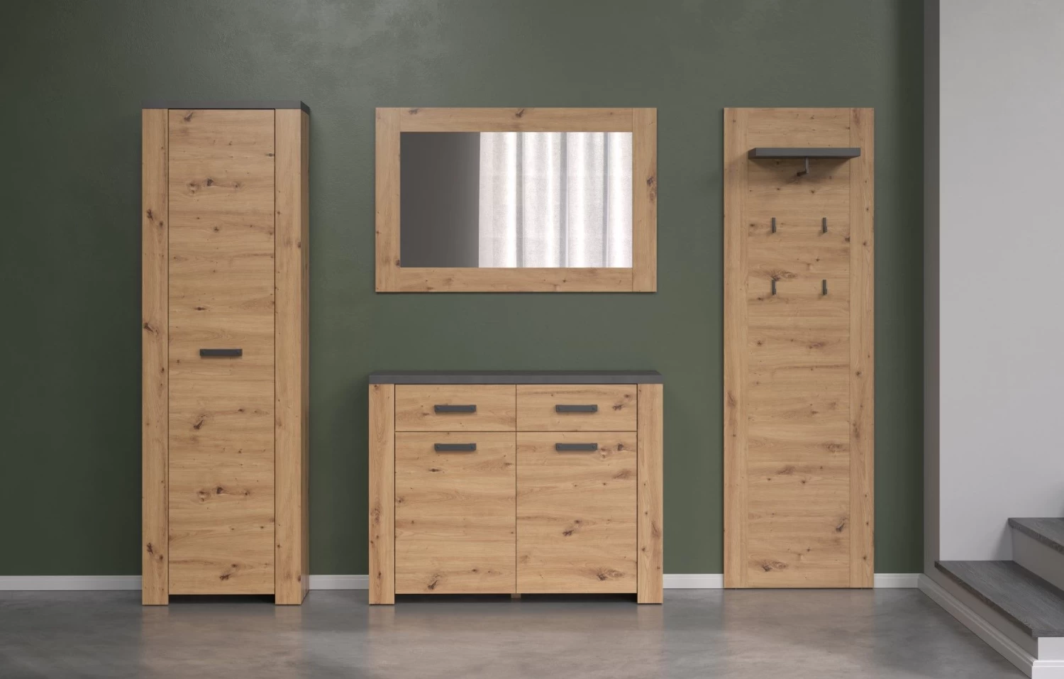 Garderobeset Follow | Paneel, Spiegel, Commode, Kolomkast | Artisan Oak 12 Garderobeset Follow | Paneel, Spiegel, Commode, Kolomkast | Artisan Oak - Afbeelding 10