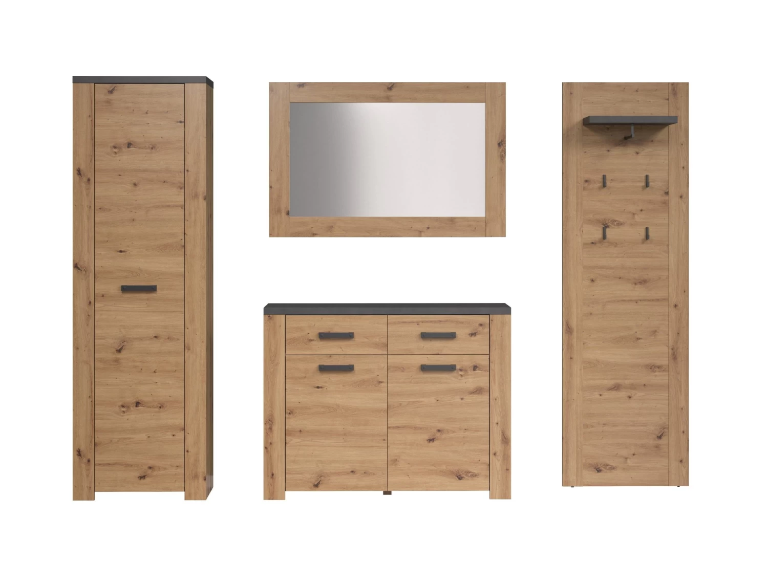 Garderobeset Follow | Paneel, Spiegel, Commode, Kolomkast | Artisan Oak 4 Garderobeset Follow | Paneel, Spiegel, Commode, Kolomkast | Artisan Oak - Afbeelding 2