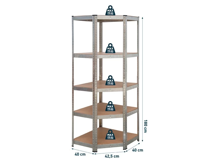 Hoekstellingkast Heavy Duty 175kg 5 Legplanken 4 Hoekstellingkast Heavy Duty 175kg 5 Legplanken - Afbeelding 2