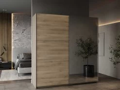 Garderobekast Spectre 195cm Met Schuifdeuren En Spiegel - Eikdecor -Songmics Winkel GHOST CC459 190015 fe8b