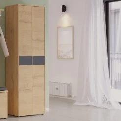 Garderobekast Beck 2 Deuren 60 Cm - Eik/grafiet