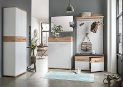 Kapstokpaneel Stoffel H146 X B96cm - Wit/eik -Songmics Winkel GW Topix pe dek b 8bdb