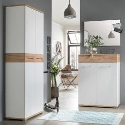 Garderobekast Stoffel 59cm - Wit/eik -Songmics Winkel GW Topix pe dek e b787