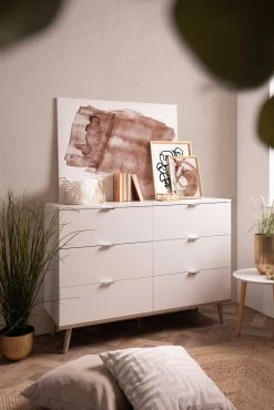 Ladekast Göteborg 120cm 6 Lades - Wit -Songmics Winkel G teborg 2 Kommode Halbambiente perspektive d765