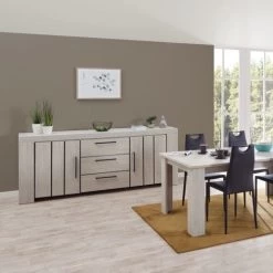 Dressoir Gilio 235cm, 2 Deuren & 3 Lades - Grijze Eik