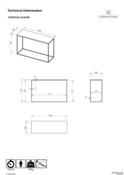 Sidetable Gleam 120cm - Wit Marmer/staal 9 Sidetable Gleam 120cm - Wit Marmer/staal -Songmics Winkel Gleam Console 9396