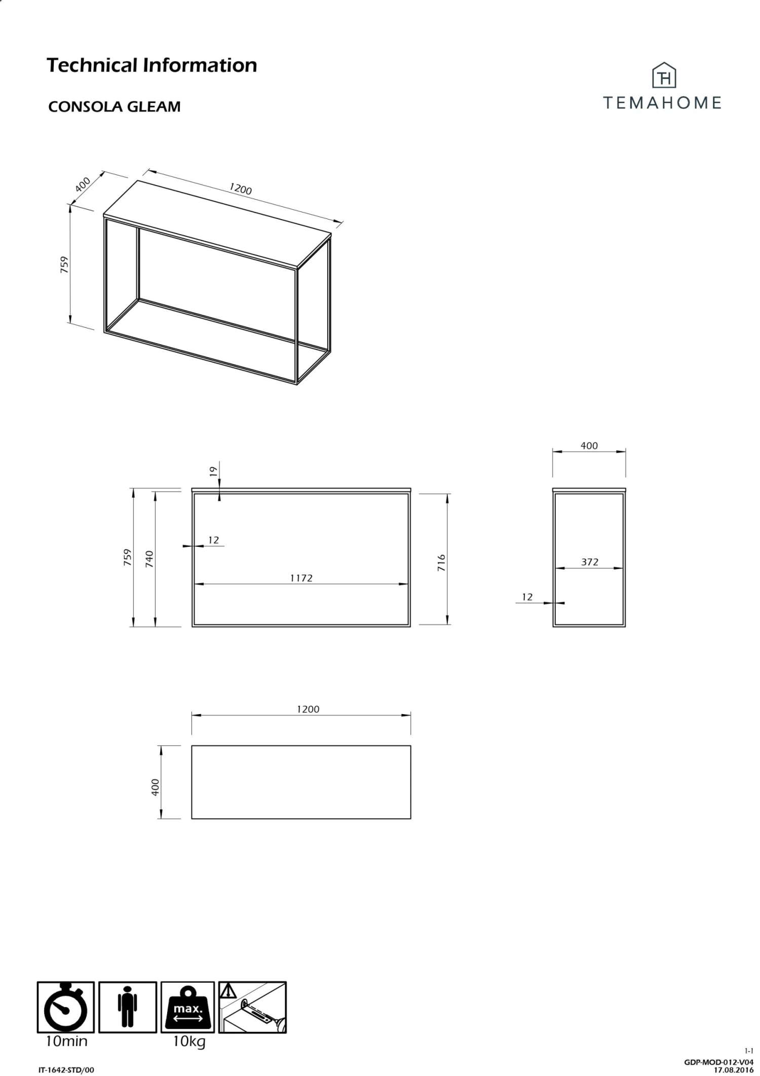 Sidetable Gleam 120cm - Wit Marmer/staal 4 Sidetable Gleam 120cm - Wit Marmer/staal - Afbeelding 2