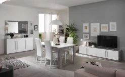 Eettafel Greta 160 Cm - Beton/wit -Songmics Winkel Greta grijs wit klein dressoir met grote tv kast 935f