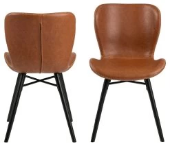 Kunstlederen Stoel Tilda Met Schuine Poten - Cognac/zwart -Songmics Winkel H000019037 2 44cc