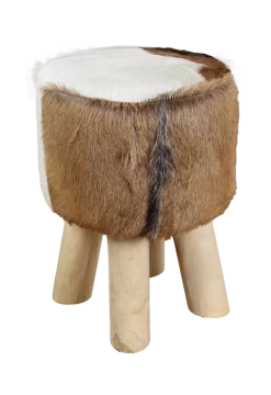 Poef Bangku ø33cm Rond – Geitenhuid -Songmics Winkel HF003A d8e1