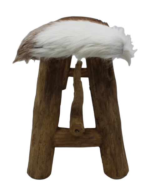 Decoratieve Bank Bangku 100cm Rustiek – Geitenhuid/teak 7 Decoratieve Bank Bangku 100cm Rustiek – Geitenhuid/teak - Afbeelding 5