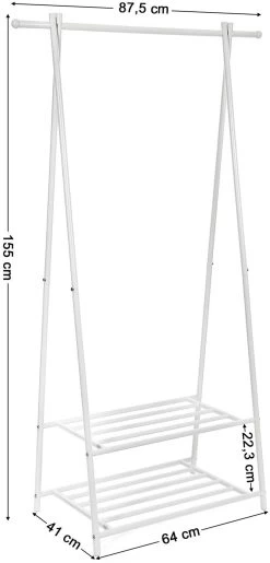 Songmics 2-etages Kapstok, Metalen Frame, Ruimtebesparend, Wit -Songmics Winkel HSR05W 7 4caf