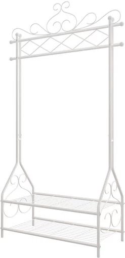 Songmics Vintage Crèmekleurige Kledingstandaard En Rek Met Planken -Songmics Winkel HSR07W 1 f84f