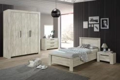 Eenpersoonsbed Angie 90x200cm - Eik Decor -Songmics Winkel IVY II b643