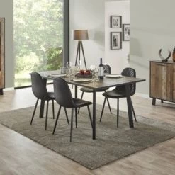 Eettafel Ivaro 180x100cm - Bruin/zwart -Songmics Winkel Ikaro 00e0