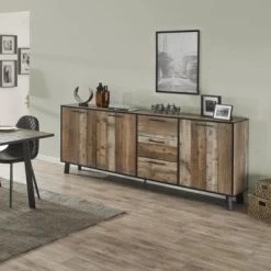Dressoir Ivaro 220cm, 3 Deuren & 3 Lades - Bruin/ Zwart