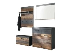 Garderobecombinatie Indy | Paneel, Bank, Spiegel, Commode | Old Wood-decor -Songmics Winkel Indy GD 1879 918 23 dynamisch D Freisteller 20180725 8813