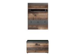 Garderobecombinatie Indy | Paneel En Bank | Old Wood-design -Songmics Winkel Indy GD 1879 920 23 frontal Freisteller 20180725 094d