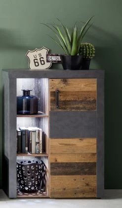 Opbergkast Indy | 87 X 34 X 118 Cm | Old Wood-decor -Songmics Winkel Indy WO 1879 037 23 frontal D B 20181024 336a