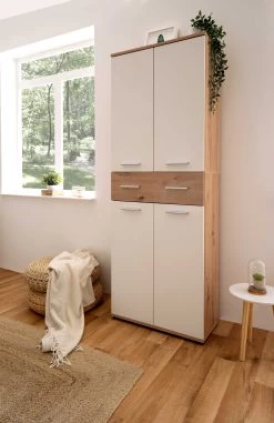 Schoenenkast Jakob 70cm 4 Deuren & 1 Lade - Wit/artisan Eik 28 Schoenenkast Jakob 70cm 4 Deuren & 1 Lade - Wit/artisan Eik -Songmics Winkel Jacky 42 ao Halbambiente perspektive 0c21