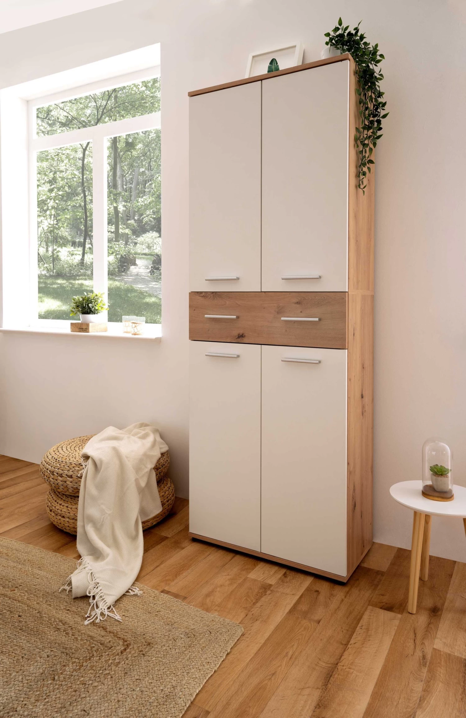 Schoenenkast Jakob 70cm 4 Deuren & 1 Lade - Wit/artisan Eik 15 Schoenenkast Jakob 70cm 4 Deuren & 1 Lade - Wit/artisan Eik - Afbeelding 13