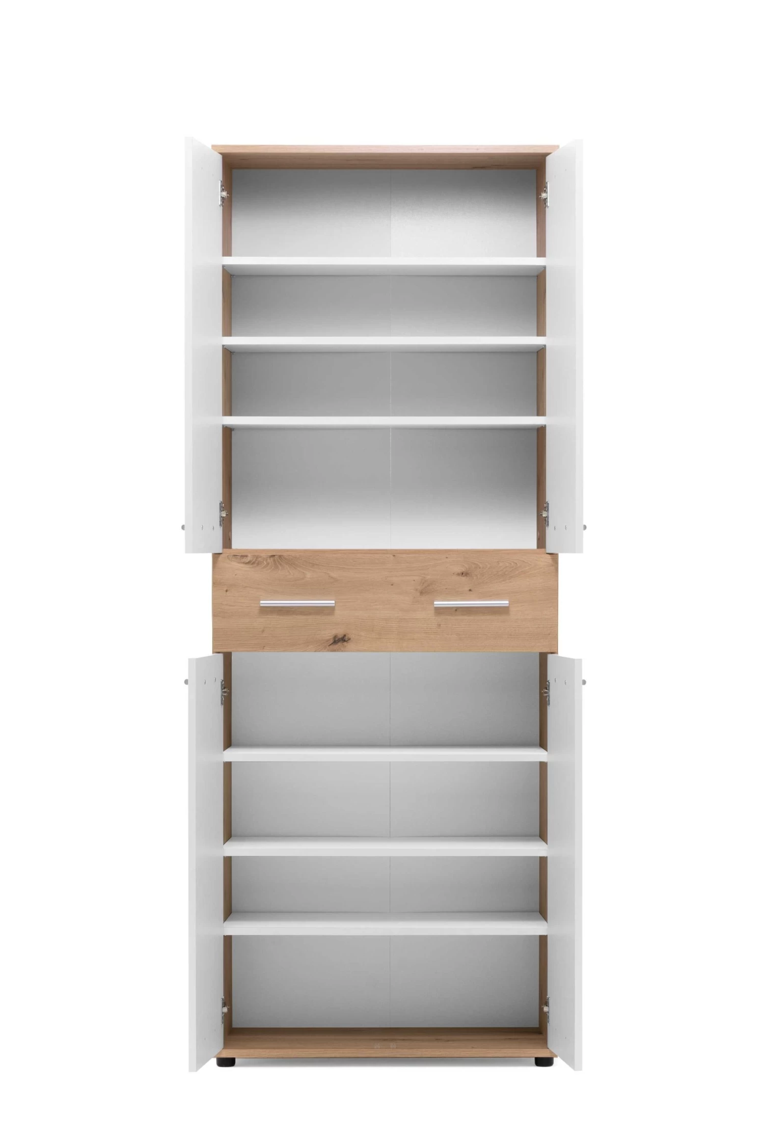 Schoenenkast Jakob 70cm 4 Deuren & 1 Lade - Wit/artisan Eik 7 Schoenenkast Jakob 70cm 4 Deuren & 1 Lade - Wit/artisan Eik - Afbeelding 5