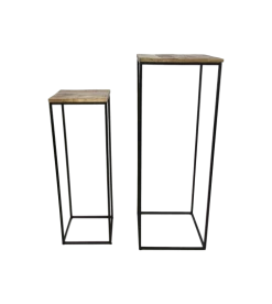 Set Van 2 Sokkels Romie - Mangohout/ijzer -Songmics Winkel KE 931 3 cfa1