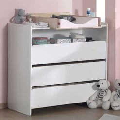 Commode Kiddy 90x72x106cm Met Luierplank 3 Lades - Wit