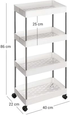 Songmics 4-tier Rolkar: Superopbergruimte Voor Keukens En Badkamers -Songmics Winkel KSC10WT 1 1518